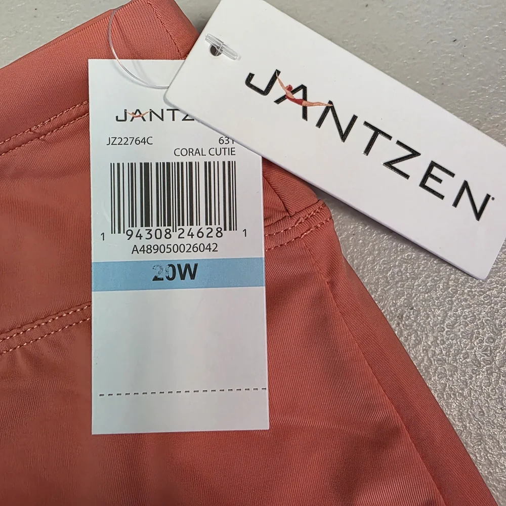 Jantzen Women's Coral Cutie Stretch Elastic Waist Slit Hem‎ Swim Skirt Size 20W